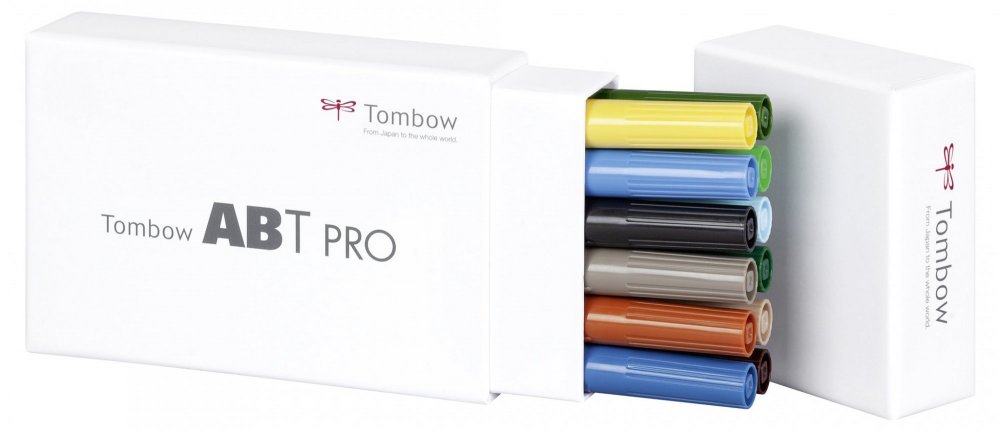 Tombow Sada oboustranných lihových fixů ABT PRO – Landscape colors, 12 ks